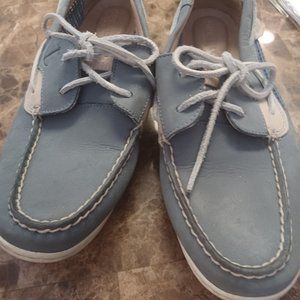 Sperry Top Sider Angelfish Blue Leather Print Boat Shoe Loafer Women’s Size 7